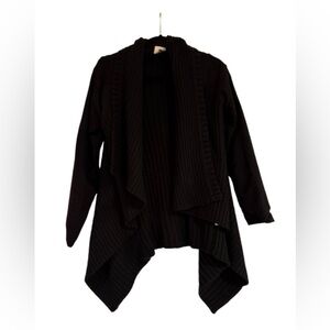 Hippie Love Knitted Black Cardigan with Suede Sleeves